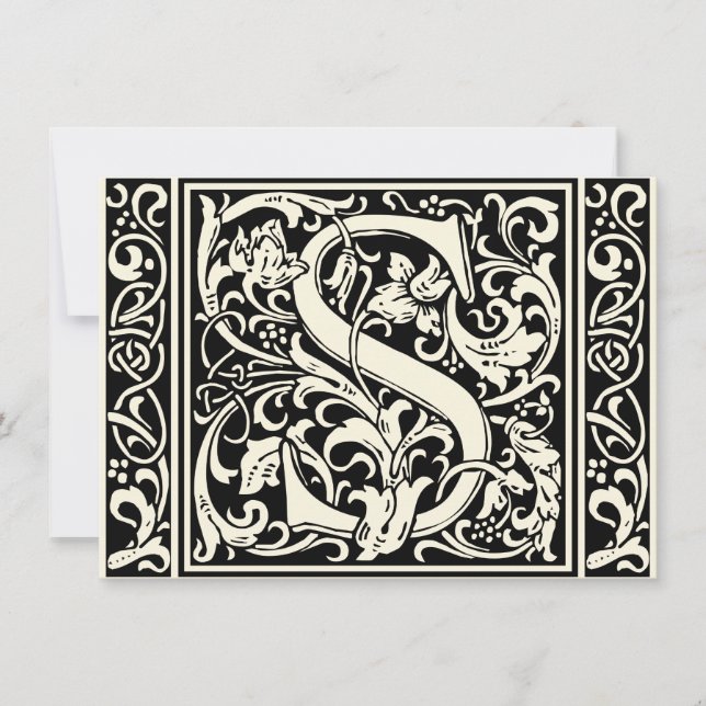 Invitación Letra S Monograma medieval Art Nouveau (Anverso)