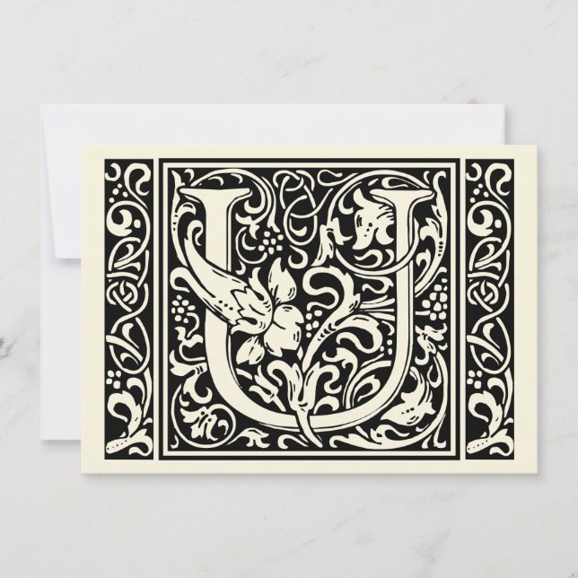 Invitación Letra U Monograma medieval Art Nouveau (Anverso)