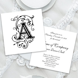 Invitación Letra victoriana elegante a monograma