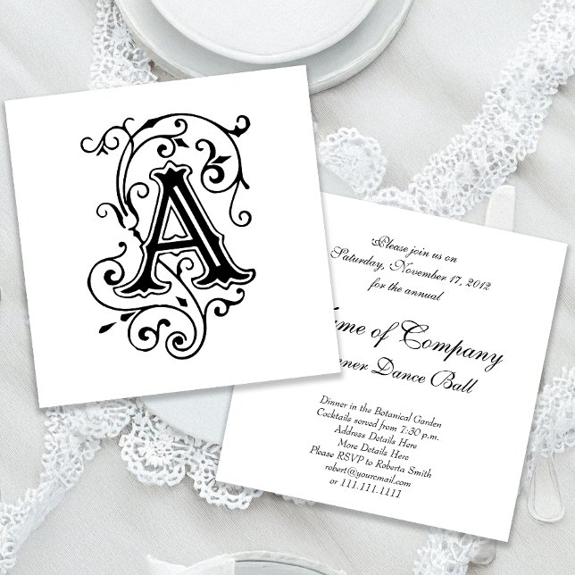 Invitación Letra victoriana elegante a monograma (Subido por el creador)