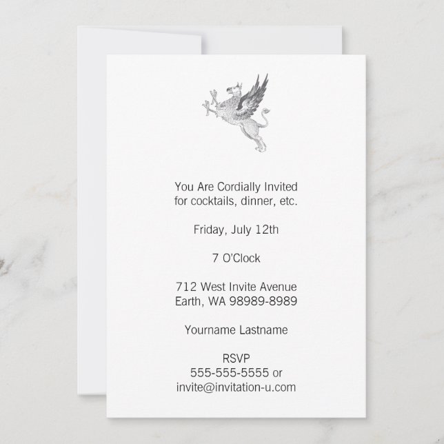 Invitación Letra vintage Griffin Line Art (Anverso)