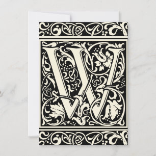 Invitación Letra W Monograma Medieval Arte Nouveau