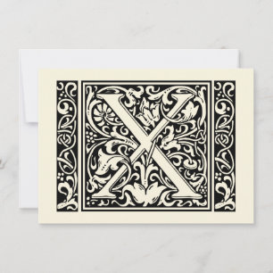 Invitación Letra X Monograma Medieval Arte Nouveau