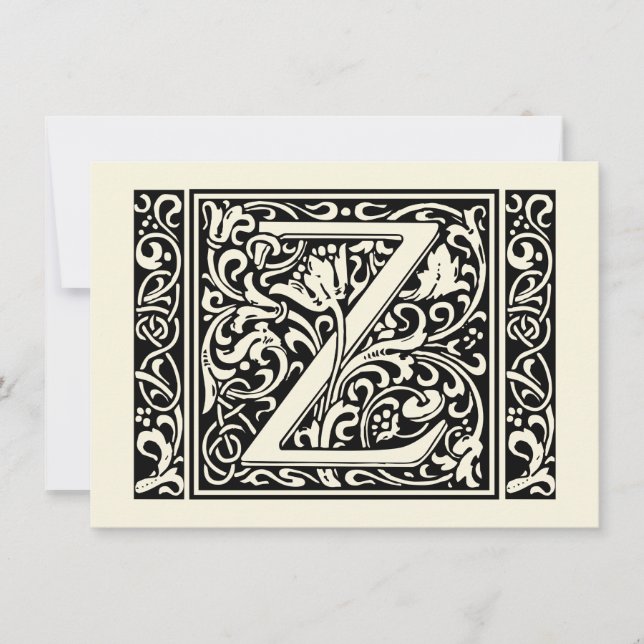 Invitación Letra Z Monograma medieval Art Nouveau (Anverso)