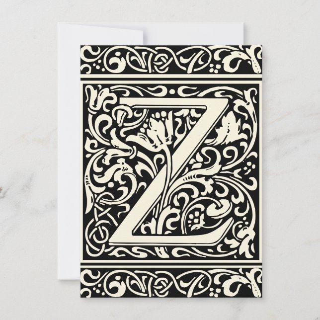 Invitación Letra Z Monograma medieval Art Nouveau (Anverso)
