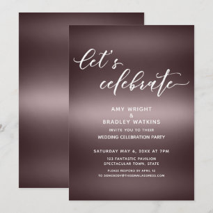 Invitación Letras a mano Vamos a celebrar sobre rosa simple
