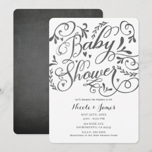 Invitación Letras caprichosas vintage tiza Baby Shower