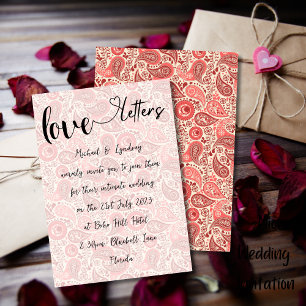 Invitación Letras de amor manuscritas Paisley Charm Boda