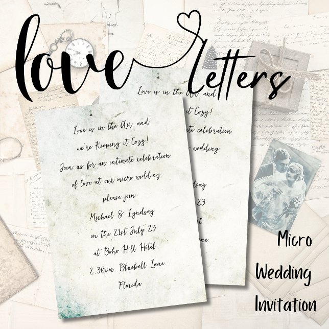 Invitación Letras de amor MICRO BODA Dolor manuscrito (Subido por el creador)