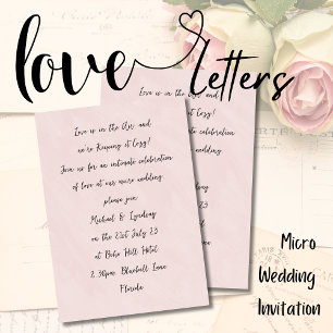 Invitación Letras de amor MICRO BODA Rosa manuscrito rosa