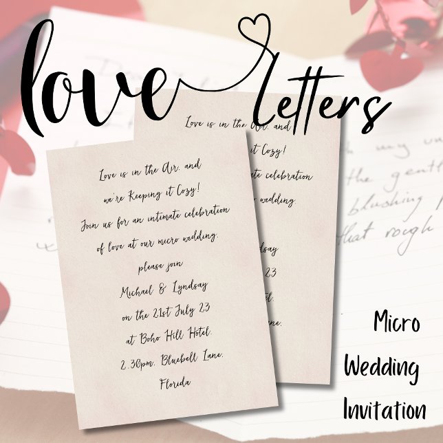 Invitación Letras de amor MICRO BODA Rubor manuscrito rosa (Subido por el creador)