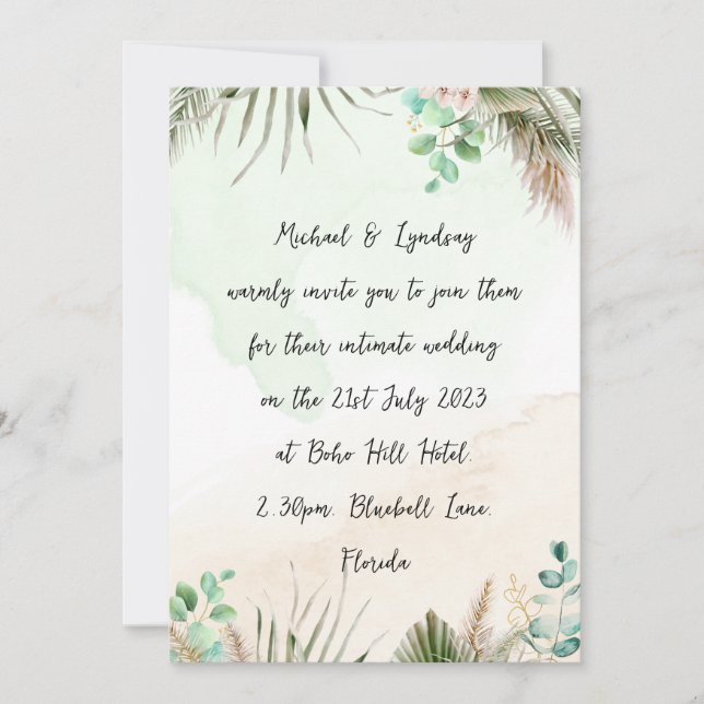 Invitación Letras de amor Naturaleza manuscrita Vibe Boda (Anverso)