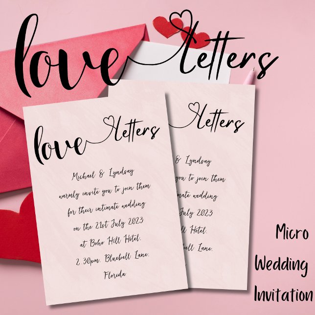 Invitación Letras de amor Rosa manuscrito Boda rosa (Subido por el creador)