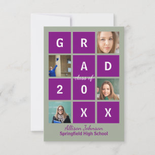 Invitación Letras de Bloque Modernas y Foto - 3X5 Graduación