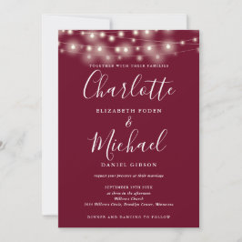 Invitación Letras de cadena Script Burgundy QR Code Boda