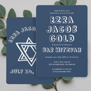 Invitación LETRAS DE CONTORNO ESTRELLA DE DAVID Bar Mitzvah P