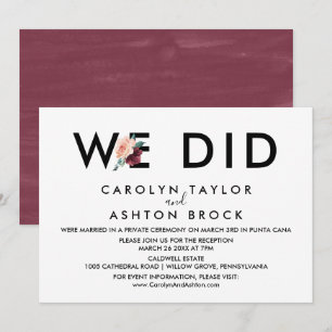 Invitación Letras de flor   Maroon Solo Lo Recibimos