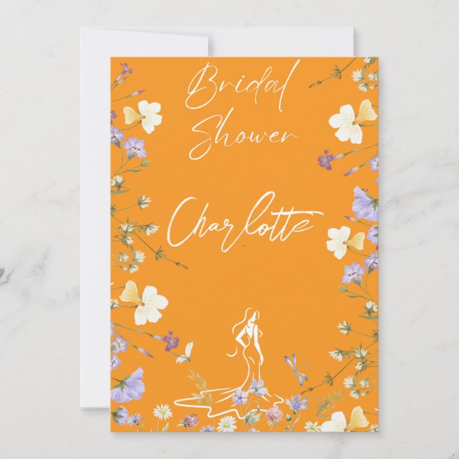 Invitación Letras de flores silvestres brillantes y atrevidas (Anverso)