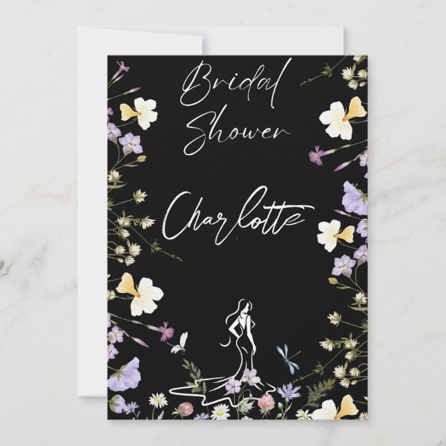 Invitación Letras de flores silvestres brillantes y atrevidas (Anverso)