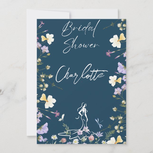 Invitación Letras de flores silvestres brillantes y audaces p (Anverso)