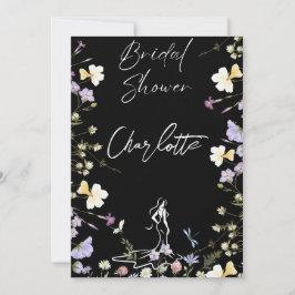 Invitación Letras de flores silvestres brillantes y audaces p