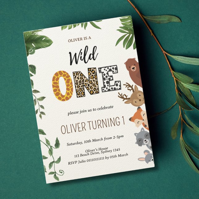 Invitación Letras de forma animal salvaje de un animal de pri (Subido por el creador)