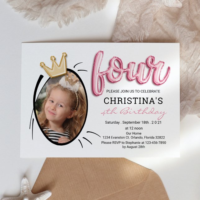Invitación Letras de globo | Foto de Chica de cuatro años de  (Subido por el creador)