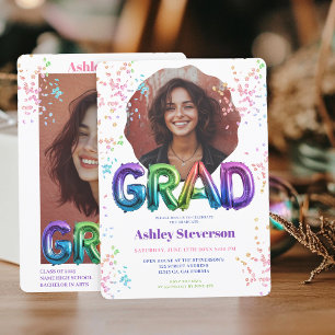 Invitación Letras de globo holográficas para graduación 2 fot