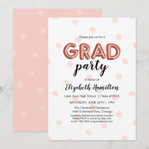 Invitación Letras de Globos de Oro Rosa Encantadoras Fiesta d
