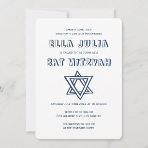 Invitación LETRAS DE LA ESTRELLA DEL Personalizado Bat Mitzva