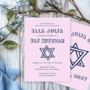 Invitación LETRAS DE LA ESTRELLA DEL Personalizado Bat Mitzva