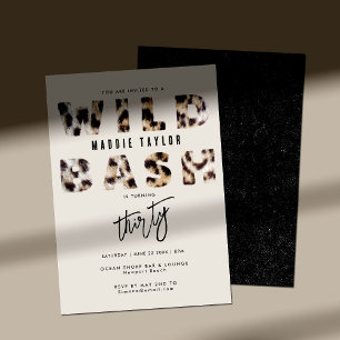 Invitación Letras de leopardo de Bash salvaje 30 Fiesta de cu