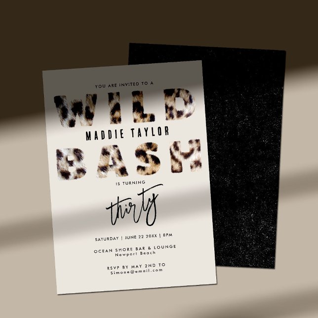 Invitación Letras de leopardo de Bash salvaje 30 Fiesta de cu (Subido por el creador)