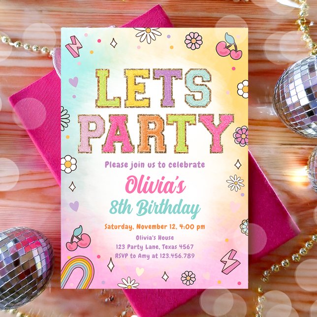 Invitación Letras de parche Varsity Fashion Preppy Cumpleaños (Subido por el creador)