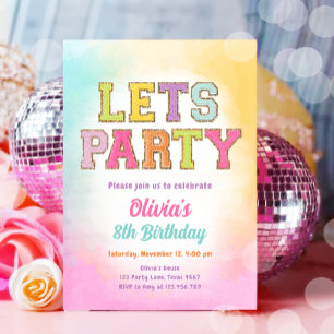 Invitación Letras de parche Varsity Fashion Preppy Cumpleaños