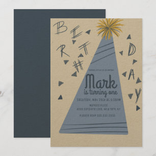 Invitación Letras de Sombrero de Fiesta de Cumpleaños de Niño