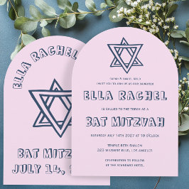 Invitación LETRAS DE STAR Arch Personalizado Bat Mitzvah