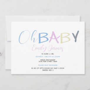 Invitación Letras Divertidas para Bebé Fuente Dibujada a Mano