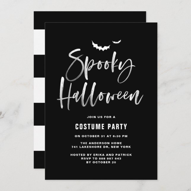 Invitación Letras espeluznantes para el cepillo de Halloween  (Anverso / Reverso)