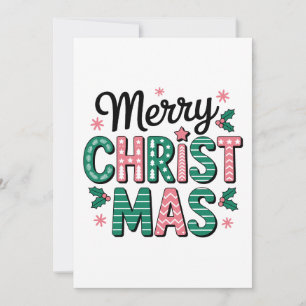 Invitación Letras Estampadas De Navidad Holly Xmas
