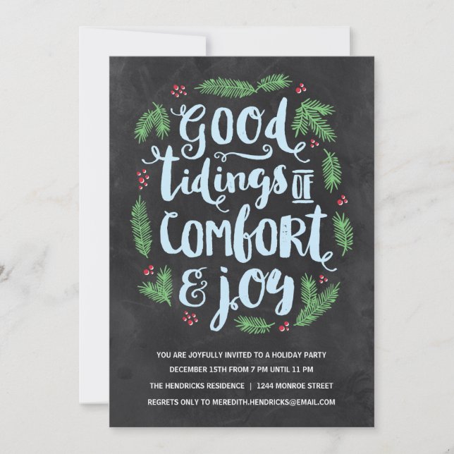 Invitación Letras festivas | Fiesta de Chalkboard (Anverso)