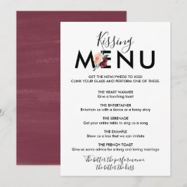 Invitación Letras Florales | Menú de Beso Granate