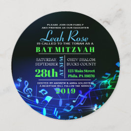 Invitación Letras hebreas brillantes y notas musicales murmur