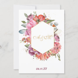 Invitación letras MONOGRAMA doradas BODA PERSONALIZADAS
