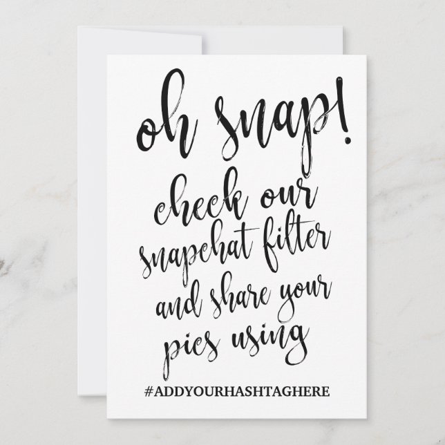Invitación Letrero asequible de 5x7 Oh Snap Hashtag (Anverso)