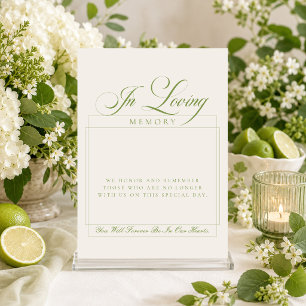 Invitación Letrero clásico de marfil verde en guión de memori