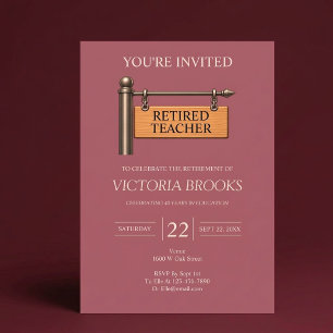 Invitación Letrero Colgante de Madera para Jubilado Fiesta de