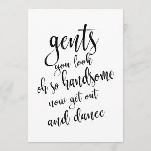 Invitación Letrero de Baño para Caballeros para Boda Asequibl