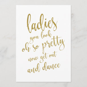 Invitación Letrero de Baño para Damas Dorado Asequible para B