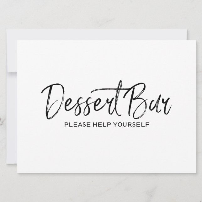 Invitación Letrero de "Bar de postres" para Boda | Con Letra  (Anverso)